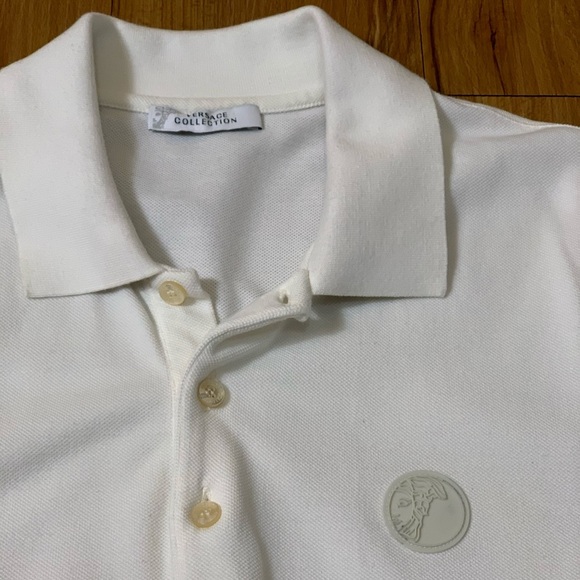 Versace Collection Logo White Cotton Polo Shirt - Picture 8 of 12